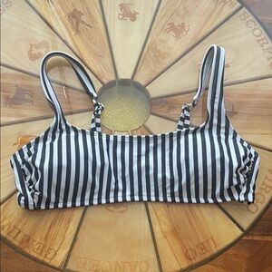 Black and White Striped Bikini Top